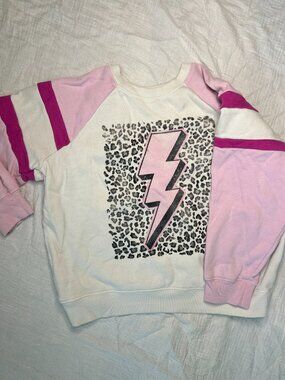 Girls Buckle Leopard Lightning Bolt Pullover